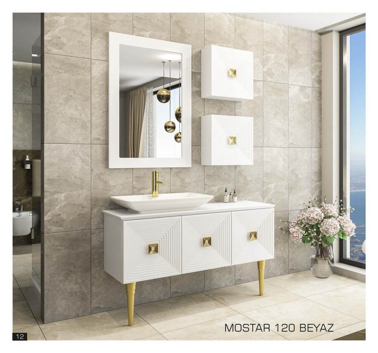 premium mostar banyo dolabi beyaz